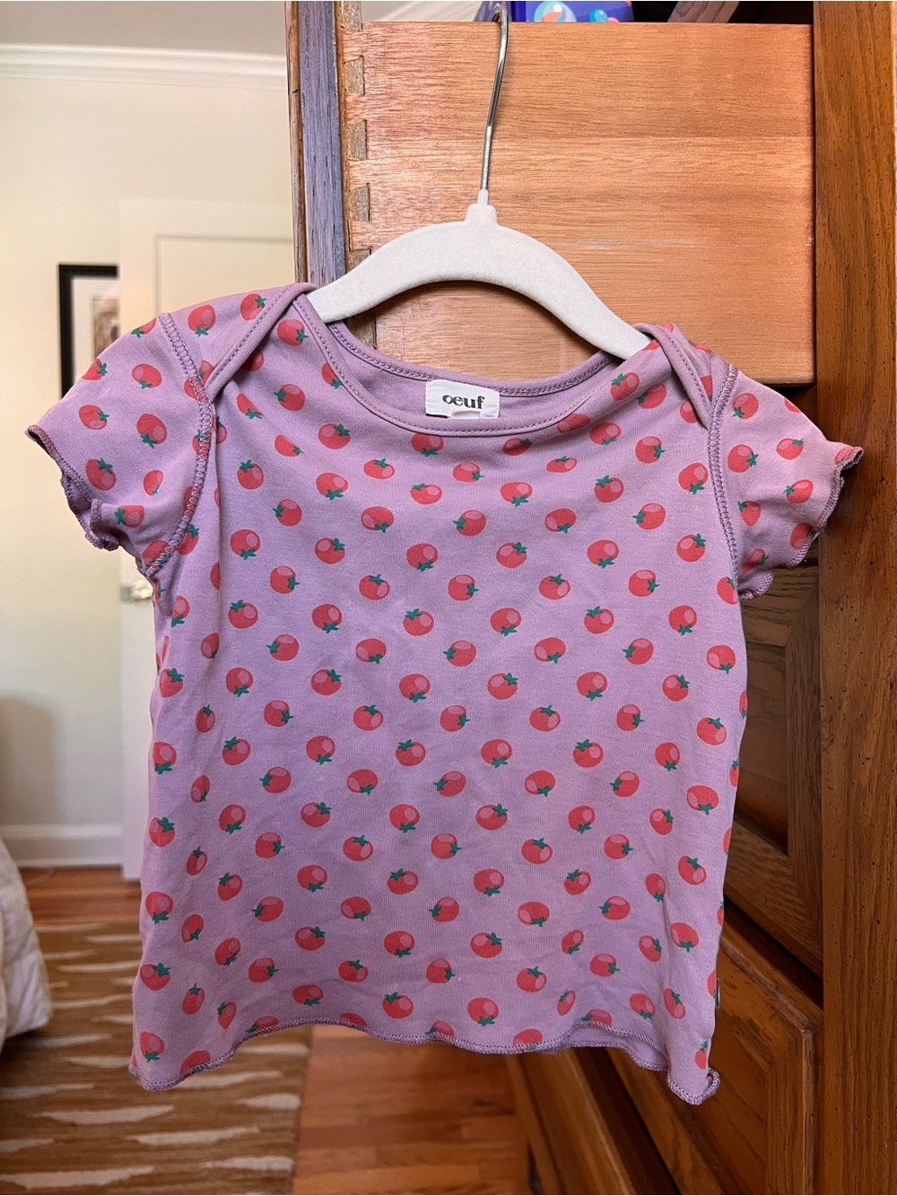 Oeuf Pink Tee with Tomato Print